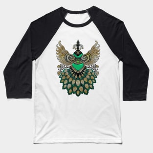 Beautiful elegant peacock in green colors Baseball T-Shirt